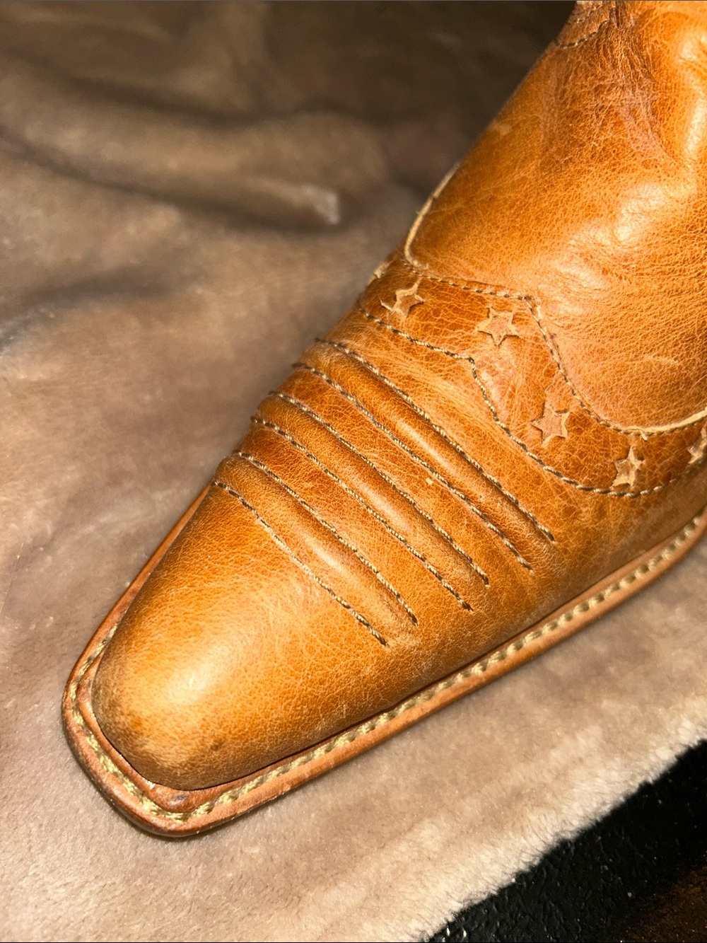 AWOL Tan Leather Cream Crochet Snip Toe Boho Western Coastal Cowgirl Boots 8.5 - Picture 15 of 16